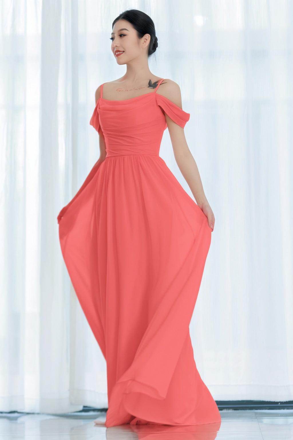 A-Line Floor Length Chiffon Bridesmaid Dress CB0717 - COCOMELODY